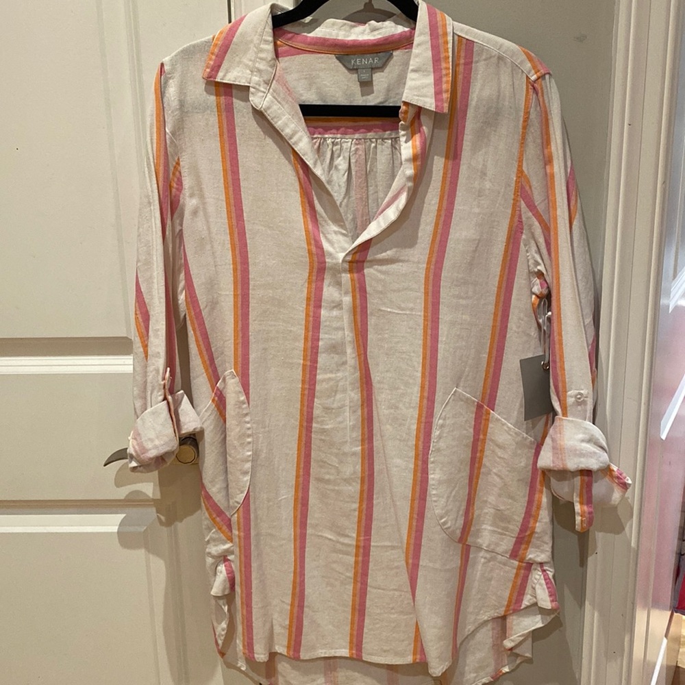 Kenar striped linen/viscose blouse